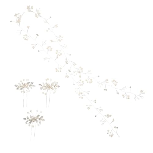 Healeved Braut Hochzeit Haarschmuck Perlen Haargirlande Weiches Band mit Haarnadeln zu Haaren Eleganter Kopfschmuck für Braut und Brautjungfern von Healeved