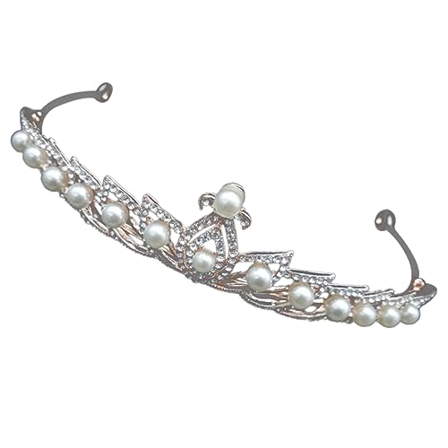 Healeved Braut Perlenkrone Haarreif mit Strass Schmuck Stirnband für Hochzeit Party und Brautjungfern Langlebige Legierung Klassisches Design Weiß Geschenkidee für Damen von Healeved
