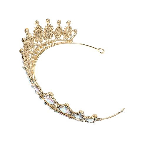 Healeved Braut Tiara Kopf einfache Tiara Runde Kronen für Frauen Königskrone Braut Kopfschmuck trauzeugen bridesmaid luxuriöser Haarschmuck Hochzeitskleid-Ornament Legierung von Healeved