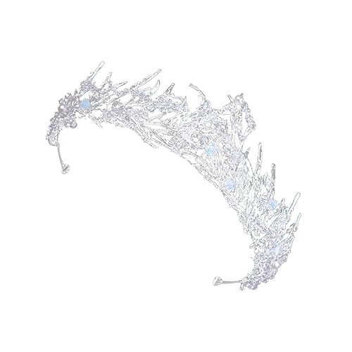 Healeved Braut Tiara Krone mit Kristallperlen Barockstil Hochzeitskopfschmuck Damen Haarschmuck für Hochzeit Party und Engagement Elegant Leicht Langlebig von Healeved