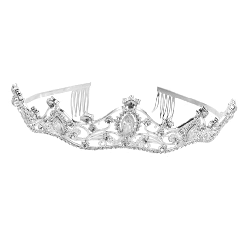Healeved Braut Tiara Silber Weißer Strass Hochzeit Haarreif Damen Kopfschmuck Festlich Verstellbar Für Hochzeit Party Prom von Healeved