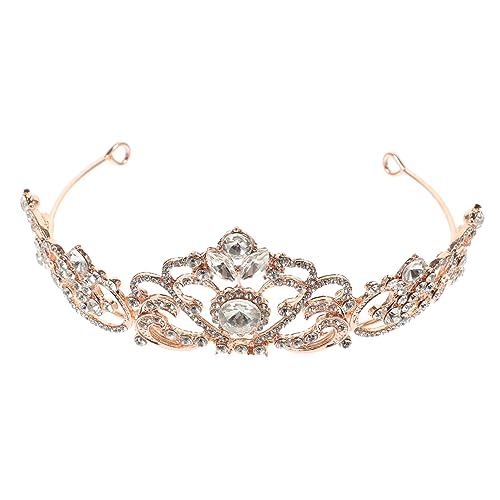 Healeved Braut Tiara Stirnband Damen Hochzeit Haarschmuck mit Funkelnden Strasssteinen Eleganter Kopfschmuck für Braut und Festlichkeiten in Roségold von Healeved