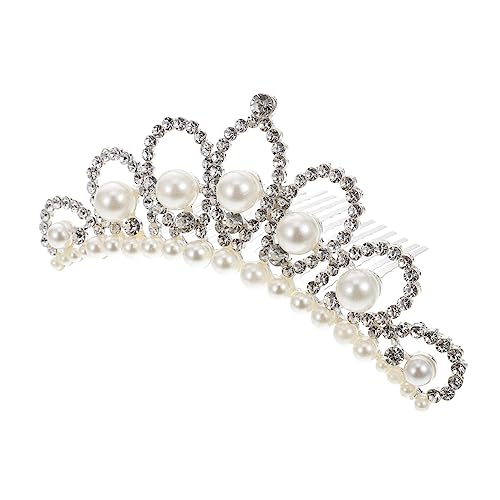 Healeved Braut Tiara mit Perlen Alloy Krone Eleganter Brautschmuck für Hochzeit Damen Haarschmuck Sichere Verarbeitung Stabile Struktur Stilvolles Design von Healeved