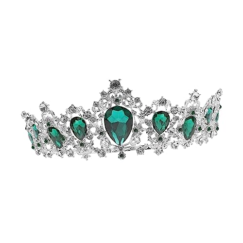 Healeved Brautkrone Silber mit Grünem Strass Bequemer Haarkamm Zarter Hochzeitsschmuck für Damen Vintage Tiara für Hochzeitsfeier und Festliche Anlässe von Healeved