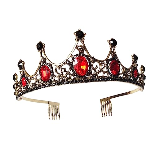 Healeved Brautkrone mit Roten und Goldenen Strasssteinen Modischer Haarschmuck für Hochzeiten Fotoshootings und Festliche Anlässe Handgefertigte Tiara für Damen Einzigartiges Design von Healeved