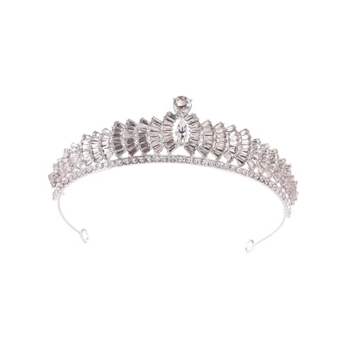 Healeved Brautkrone mit Strassbesatz Langlebige Legierung Funkelndes Haarschmuck für Hochzeit Festliche Anlässe Silberne Prinzessinnen Tiara Dekorative Kopfbedeckung von Healeved