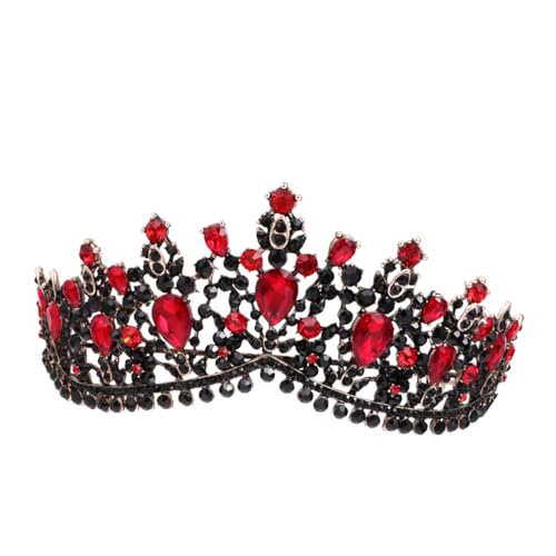 Healeved Brautkrone mit Strasssteinen Barockes Diadem für Damen Langlebiges Allergikerfreundliches Haar Accessoire Antik Gold und Rot Festlich für Hochzeit und Besondere Anlässe von Healeved