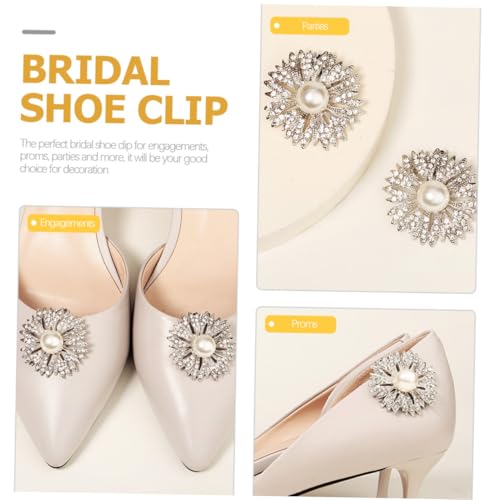 Healeved Brautschuh clip mit Strass und Perlen Abnehmbare Schuhdekoration Eleganter Pumps schmuck Modische Hochzeitsschuh ornamente für Damen Langlebiges Zinklegierungs material und von Healeved