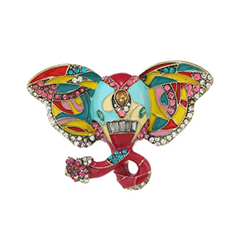 Healeved Bunte Emaille Brosche mit Strasssteinen Retro Anstecknadel für Frauen für Jacken Taschen und Hüte Perfektes für Elefantenliebhaber und Besondere Anlässe von Healeved