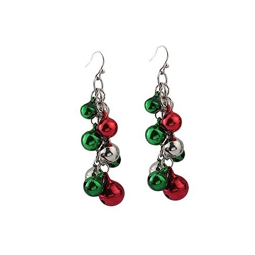 Healeved Bunte Weihnachtsglöckchen Ohrringe im Chandelier Design Langlebige Silberfarbene Glocken Festlicher Schmuck für Damen Geeignet für Weihnachten Geburtstag und Party von Healeved