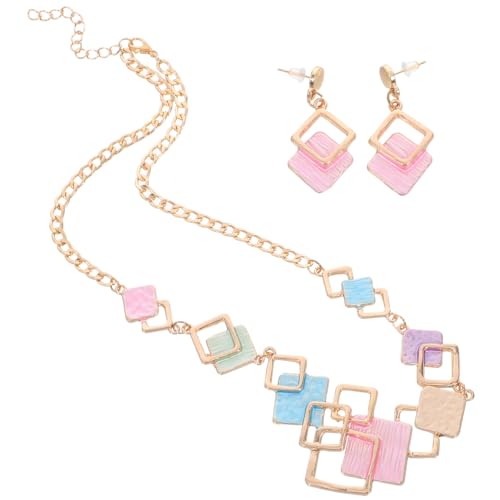 Healeved Buntes Schmuckset für Mädchen und Frauen Leichtes Kreatives Halsketten Ohrring Candy-farben Vielseitiges Ästhetisches Schmuck Alltag Feiern und Besondere Anlässe von Healeved