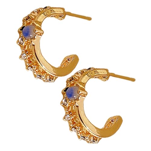 Healeved C Form Creolen Ohrringe mit Strasssteinen Halboffen Leichte Knorpelohrringe für Damen und Teens Schmuckstücke für Vielseitige Outfits von Healeved