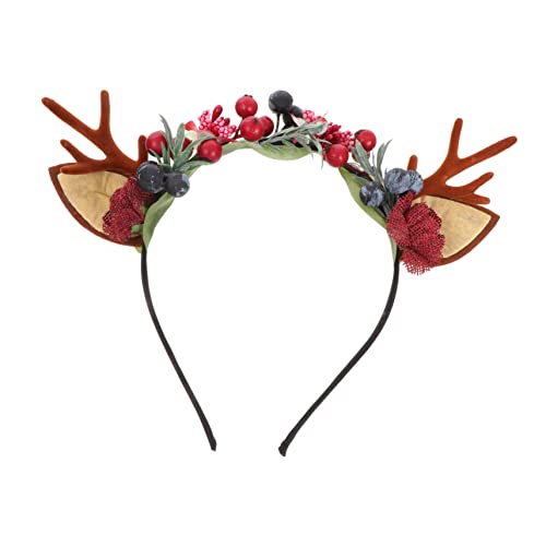 Healeved Chic Geweih Beeren Haarband Weihnachts Haarreifen für Damen Einzigartiger Kopfschmuck für Feste und Aufführungen Leicht und Bequem mit Festlichem Design von Healeved