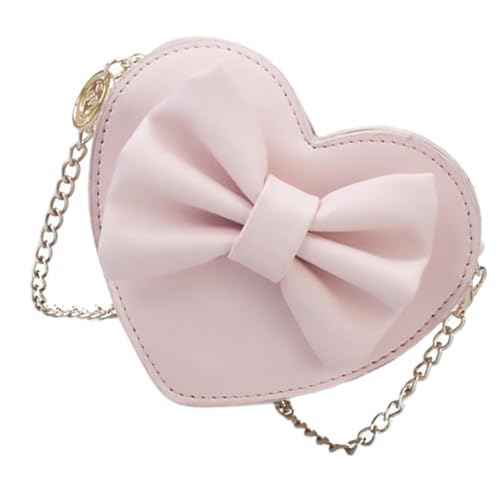 Healeved Chic Herzförmige Umhängetasche mit Schleifen design Langlebiger Schulterriemen Modische Diagonal tasche für Damen Geeignet für Party Shopping und Alltag Rosa von Healeved