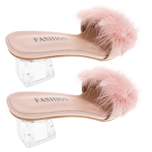 Healeved Chunky Heel Sandalen Damen Sommer Open Toe Slipper PU Rubber Material Bequeme Hausschuhe für Strand Indoor Outdoor von Healeved