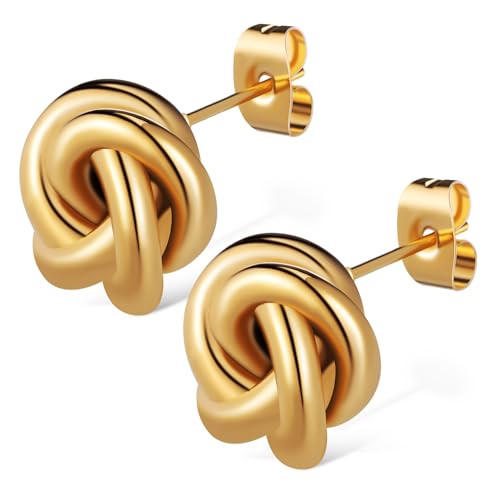 Healeved Chunky Vintage Knoten Ohrringe Damen Trendige Statement Ohrstecker mit Einzigartigem Goldfarbenem Garnball Design aus Modischer Schmuck für Frauen und Teenager Healeved Chunky Vintage Knoten Ohrringe Damen Trendige Statement Ohrstecker mit Einzigartigem Goldfarbenem Garnball Design aus Modischer Schmuck für Frauen und Teenager von Healeved