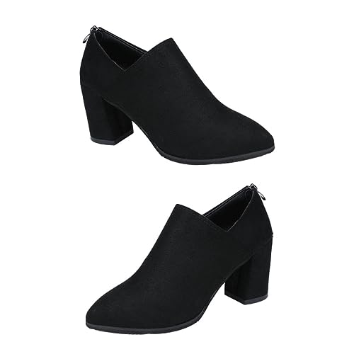 Healeved Damen Ankle Boots Spitzes Design Winterfest Wildlederoptik Chunky Heel Eleganter Kurzschaftschuh für Damen von Healeved