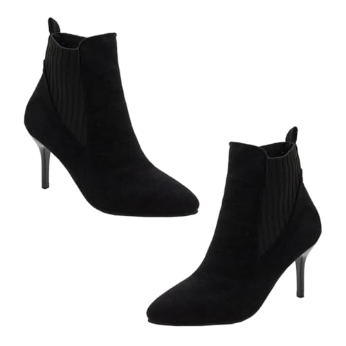 Healeved Damen Ankle Boots aus Mattem Spitze Halbstiefel mit Hohem Absatz Modische Bequeme Kurzstiefel für Herbst Winter Vielseitig für Party Shopping Atmungsaktive Innensohle Geschenkidee von Healeved