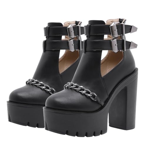 Healeved Damen Ankle Boots mit Nieten und Ketten Wasserdichte Dicke Plateau-stiefeletten mit Hohem Absatz Modische und Bequeme Schuhe für Frauen Robustes Design für Langanhaltenden Healeved Damen Ankle Boots mit Nieten und Ketten Wasserdichte Dicke Plateau-stiefeletten mit Hohem Absatz Modische und Bequeme Schuhe für Frauen Robustes Design für Langanhaltenden von Healeved