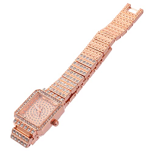 Healeved Damen Armbanduhr mit Strassverzierung Verstellbare Quarzuhr im Roségold Look für Alltag Anlässe und für Freundinnen von Healeved