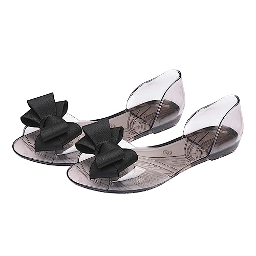 Healeved Damen Bowknot Sandalen Flach Sommer Schuhe Leicht Kreativ Strand Fußbekleidung Schwarz von Healeved