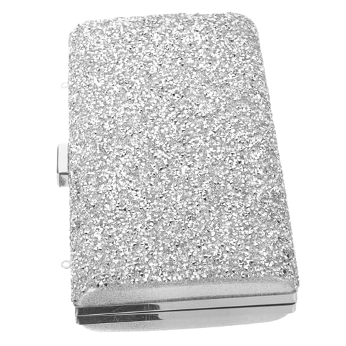 Healeved Damen Clutch Abendtasche mit Strassbesatz Silber Kleine Handtasche für Party Hochzeit Stilvolle Umhängetasche mit Großem Fassungsvermögen Modische Schicke Clutch für Formelle von Healeved