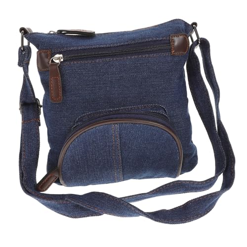 Healeved Damen Denim Handtasche mit Fronttasche Lässige Crossbody Schultertasche in Cowboy Blau Leichte Jeans Umhängetasche für Alltag Shopping und Freizeit von Healeved