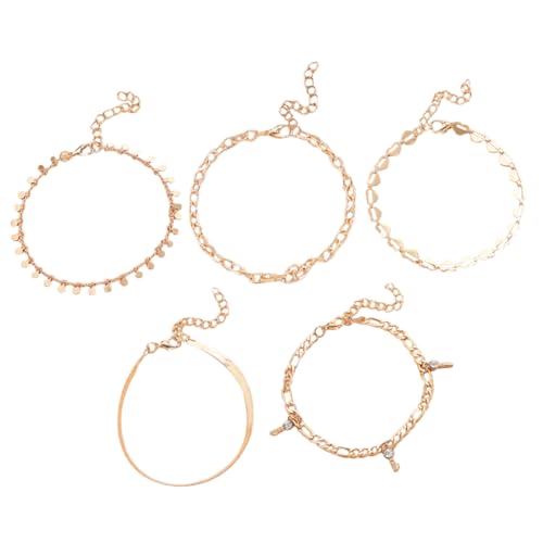 Healeved Damen Fußkette mit Goldfarbene Legierte Knöchelkette mit Schimmernden Details Modischer Boho Schmuck für Sommer Strand und Alltag Verstellbares Fußkettchen für Frauen von Healeved