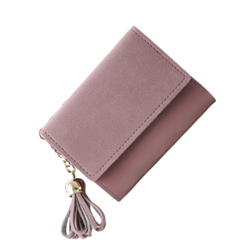 Healeved Damen Geldbörse PU mit Quaste Dreifach Gefaltet Leichtes Portemonnaie Vielseitiges Kartenetui Kompakte Clutch für Frauen und Mädchen für Alltag und von Healeved