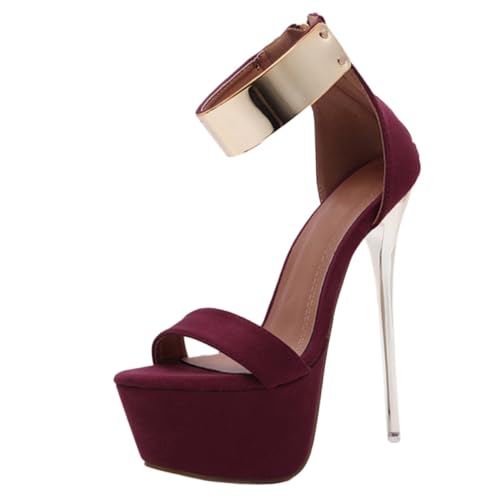 Healeved Damen High Heel Sandalen mit Dünnem Absatz Wasserdichte Schwarze Sommer Schuhe Rutschfeste Sohle Stilvolle Offene Sandaletten für Strand und Alltag von Healeved