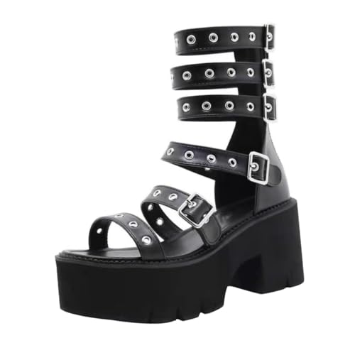 Healeved Damen High-heeled Sandaletten Sommer Schuhe mit Dickem Absatz und Schnalle Bequeme Plateau Sandalen für Frauen für Partys Büro Hochzeit Vielseitig Kombinierbar Schwarz Healeved Damen High-heeled Sandaletten Sommer Schuhe mit Dickem Absatz und Schnalle Bequeme Plateau Sandalen für Frauen für Partys Büro Hochzeit Vielseitig Kombinierbar Schwarz von Healeved