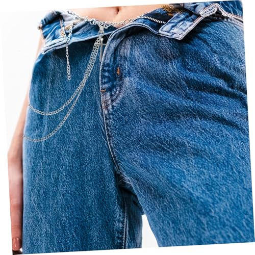 Healeved Damen Hosenkette Hose Punk Kette Lagenhose Kette Coole Ketten Kettengürtel Mit Kreuzen Unisex Punk Hosenketten Taillenkette Gürtel Hosenkette Mit Taillenkette Silber von Healeved