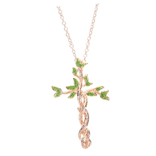 Healeved Damen Kreuzanhänger Halskette Lebensbaum Design Langlebige Kupferkette Modisches Schmuckstück für Geburtstag Muttertag Vielseitig Kombinierbar Zarte Statement Kette von Healeved