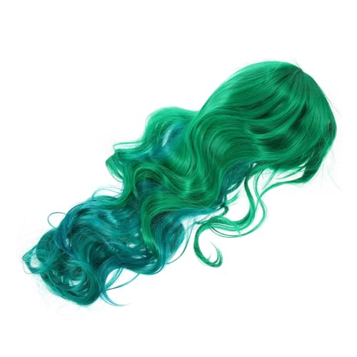Healeved Damen Lange Lockige Perücke Synthetische Cosplay Haarpracht Grün Hochwertiges Atmungsaktives Material für Täglichen Gebrauch Partys Halloween und Mehr Handgefertigt Fühlt Sich an von Healeved
