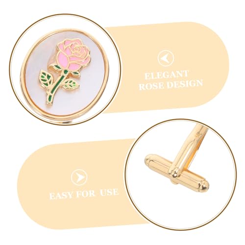 Healeved Damen Manschettenknöpfe Rosendesign Runde Goldfarbene Blumenmuster Französische Manschettenknöpfe für Hemden Langlebig und Vielseitig Geeignet für Business und Festliche Anlässe von Healeved