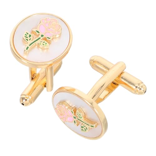 Healeved Damen Manschettenknöpfe Rosenmotiv Runde Französische Stil Hemd Schmuck Klassische Metall Manschettenknöpfe für Business Hochzeit und Formelle Anlässe von Healeved