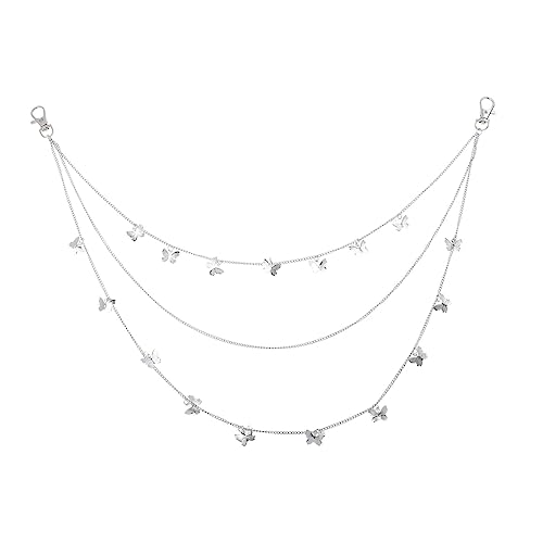 Healeved Multi Schicht Schmetterlingshosenkette für Damen Taillenkette Metall für Jeans und Badeanzüge Stilvolles Kettendekor für Frauen und Mädchen für Tänzer und Hip Hop Fans von Healeved