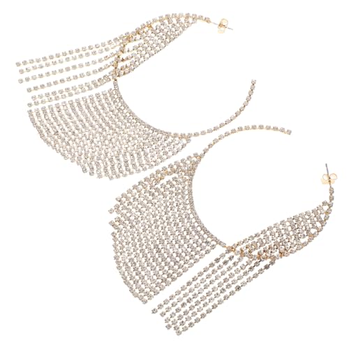 Healeved Damen Ohrringe mit Funkelnden Quasten Runde Statement Hoop Ohrringe Leichte Vielseitige Ohrhänger für Hochzeit Party und Besondere Anlässe von Healeved