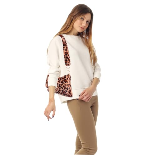 Healeved Damen Plüsch Umhängetasche Leopard Muster Kuschelig Weiche Schultertasche Große Kapazität Modische Handtasche Für Alltag Freizeit Arbeit von Healeved