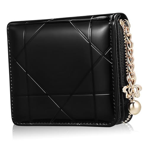 Healeved Damen Portemonnaie mit Münzfach Echtleder Geldbörse Kreditkartenetui mit Reißverschluss Handliche Clutch Kartenhalter für Alltag und Reisen von Healeved