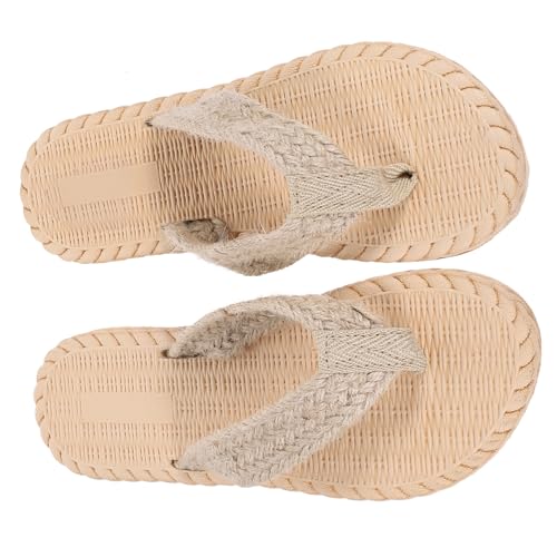 Healeved Damen Sandalen Imitation Strohhut Flip Flops Flach Strand Schuhe Sommer Casual Urlaubsspaziergang Sandalen Damenschuhe Beach Slippers Flip Flops von Healeved