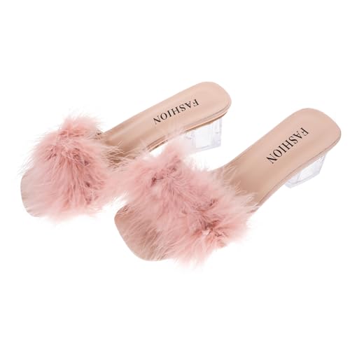 Healeved Damen Sandalen Open Toe Sommer Slipper mit Chunky Absatz Atmungsaktive Hausschuhe aus PU und Gummi Modische Rosa Strand und Freizeitpantoletten und Langlebig von Healeved