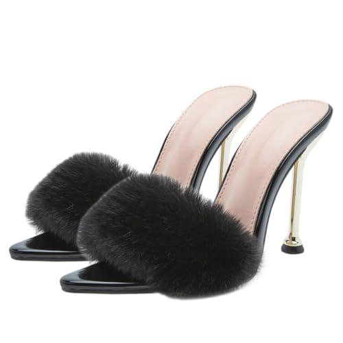 Healeved Damen Sandalen Sommer Elegant Dünner Absatz Flauschige Dekoration Modische Hochwertige Schuhe Komfortabel Chic von Healeved