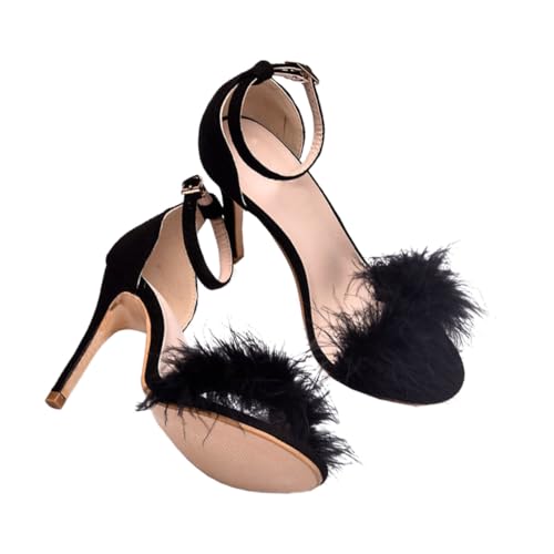 Healeved Damen Sandaletten mit Hohem Absatz Tpr Pu material Modisch und Angenehm für Party Arbeit und Hochzeit Schwarze High heel schuhe von Healeved
