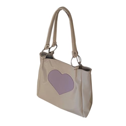 Healeved Damen Schultertasche Großes Fassungsvermögen PU Kunstleder Tote Bag Einzelschultertasche All Match Stil für Studentinnen und Büro Damen in Cremeweiß von Healeved