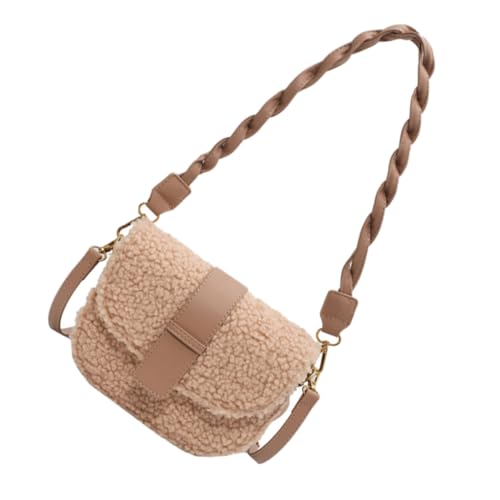 Healeved Damen Schultertasche Polyester und Plüsch Trendige Umhängetasche für Freizeit Shopping und Partys Leicht Praktisch und Organisiert Khaki von Healeved