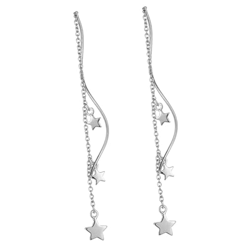 Healeved Damen Silber Stern Drop Ohrringe Spiralförmige Threader Ohrhänger Leichtes Design Trendige Ohrschmuck für Teen und Frauen von Healeved