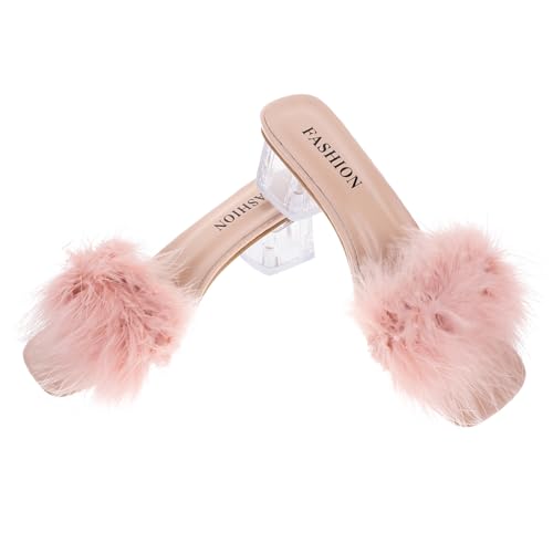 Healeved Damen Sommer Hausschuhe Open Toe Sandalen mit Chunky Absatz Atmungsaktive PU Sohle und Strapazierfähig für Strand Freizeit und Alltag Modische Slipper von Healeved