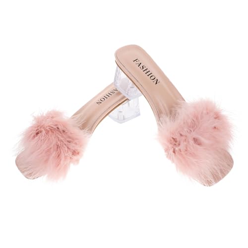 Healeved Damen Sommer Slipper Open Toe Hausschuhe mit Chunky Heel Atmungsaktive Sandalen für Strand und Freizeit Leichte PU Rubber Pantoletten Modische Offene Sommerschuhe von Healeved