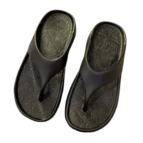 Healeved Damen Sommer Slippers mit Dicker Sohle Rutschfeste Strandpantoffeln Leichte Bequeme Hausschuhe mit Flacher Langlebiger Sohle Modische Zehentrenner für Freizeit und Urlaub von Healeved